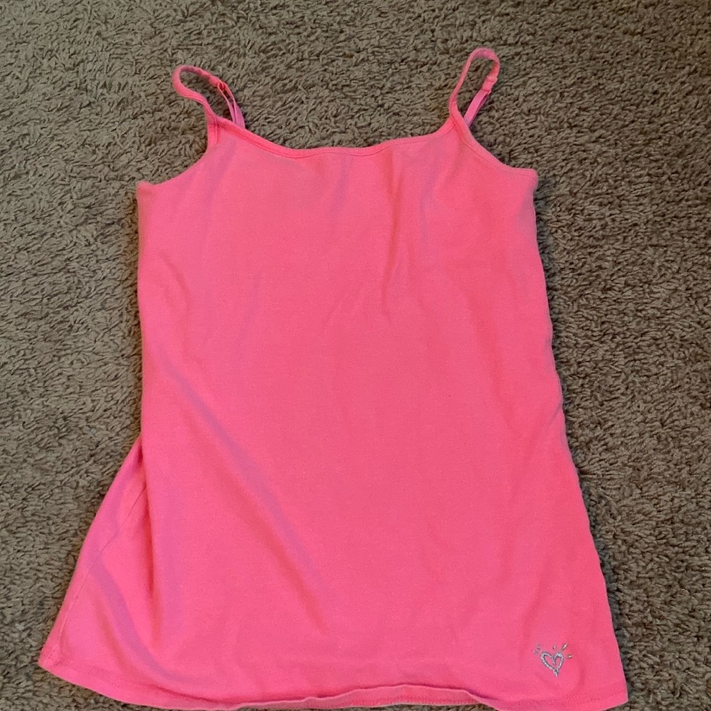 Justice size 12 bright neon pink spaghetti strap tank top